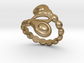 Spiral Bubbles Ring 26 - Italian Size 26 in Polished Gold Steel