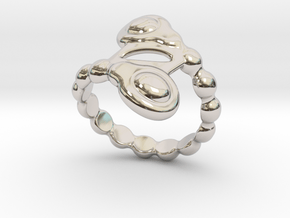 Spiral Bubbles Ring 27 - Italian Size 27 in Rhodium Plated Brass