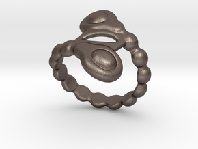 Spiral Bubbles Ring 27 - Italian Size 27 in Polished Bronzed Silver Steel