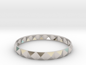 Pyramid Beveled Bangle (Hollow) in Rhodium Plated Brass