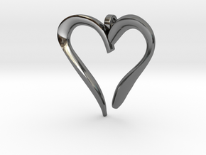 Heart Pendant in Fine Detail Polished Silver
