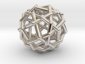 0458 Woven Snub Cube (U12) in Rhodium Plated Brass
