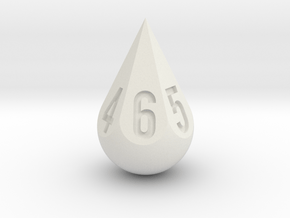 Teardrop Dice in White Natural Versatile Plastic: d6