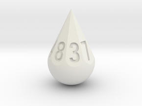 Teardrop Dice in White Natural Versatile Plastic: d8
