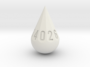 Teardrop Dice in White Natural Versatile Plastic: d10