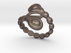 Spiral Bubbles Ring 28 - Italian Size 28 in Polished Bronzed Silver Steel