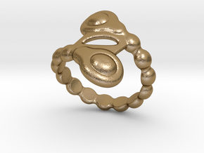Spiral Bubbles Ring 28 - Italian Size 28 in Polished Gold Steel