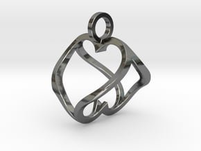 "Heart to Heart" Pendant in Fine Detail Polished Silver