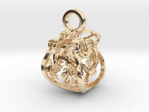 Heart of Roses Perspective Pendant in 14K Yellow Gold