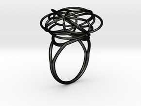 FLOWER OF LIFE Ring Nº2 in Matte Black Steel