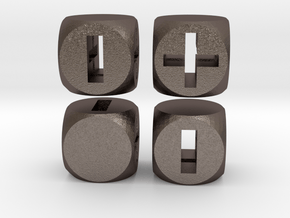 "Fudge Through" Dice Set (4dF) in Polished Bronzed Silver Steel: Polyhedral Set
