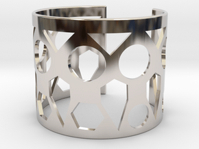 Cubic Bracelet Ø53 Mm Style A XS/2.086 inch in Rhodium Plated Brass