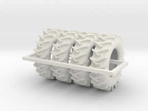 1/64 480/70r34 R2 X 4 tractor tire in White Natural Versatile Plastic