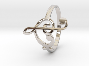 Size 7 Clefs Ring in Rhodium Plated Brass