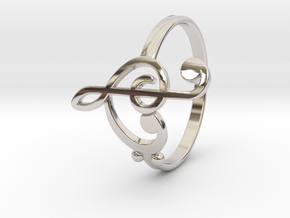 Size 11 Clefs Ring in Rhodium Plated Brass