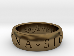 Size 6 Sir Francis Drake, Sic Parvis Magna Ring in Polished Bronze