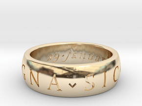 Size 6 Sir Francis Drake, Sic Parvis Magna Ring in 14k Gold Plated Brass