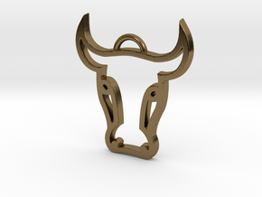 Bull Head Pendant in Polished Bronze