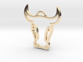 Bull Head Pendant in 14k Gold Plated Brass