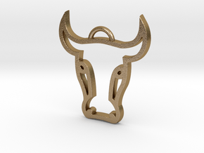 Bull Head Pendant in Polished Gold Steel