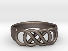 Double Infinity Ring 22.2mm V2 in Polished Bronzed Silver Steel