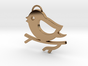 Bird on a Branch Pendant in Polished Brass