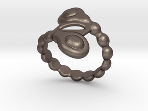 Spiral Bubbles Ring 29 - Italian Size 29 in Polished Bronzed Silver Steel
