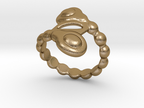 Spiral Bubbles Ring 29 - Italian Size 29 in Polished Gold Steel