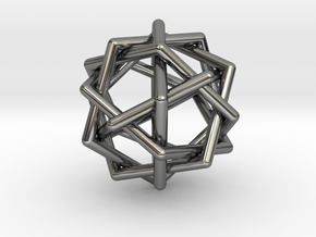 0459 Interwoven Set of Six Pentagons (d=2.8 cm) in Fine Detail Polished Silver