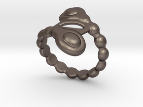 Spiral Bubbles Ring 30 - Italian Size 30 in Polished Bronzed Silver Steel