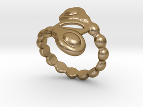 Spiral Bubbles Ring 30 - Italian Size 30 in Polished Gold Steel