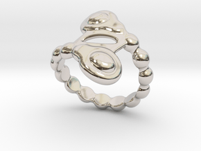Spiral Bubbles Ring 31 - Italian Size 31 in Rhodium Plated Brass
