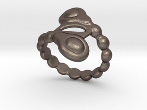 Spiral Bubbles Ring 31 - Italian Size 31 in Polished Bronzed Silver Steel