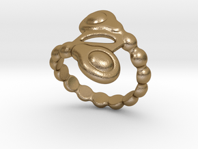 Spiral Bubbles Ring 31 - Italian Size 31 in Polished Gold Steel