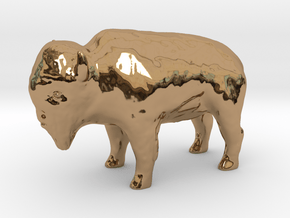 Miniature Bison in Polished Brass