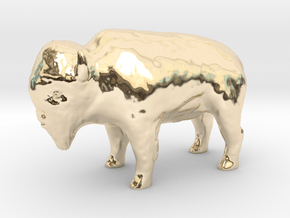 Miniature Bison in 14k Gold Plated Brass