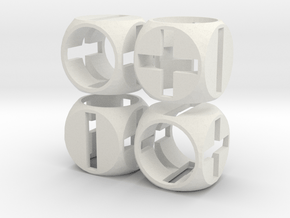 "Fudge Zero" Dice Set (4dF) in White Natural Versatile Plastic: Polyhedral Set