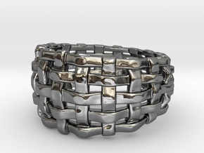 Woven Ring One in Fine Detail Polished Silver