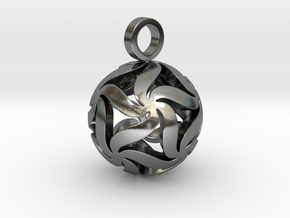 Star Ball Floral (Pendant Size) in Polished Silver