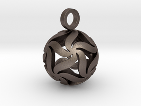 Star Ball Floral (Pendant Size) in Polished Bronzed Silver Steel