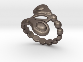 Spiral Bubbles Ring 32 - Italian Size 32 in Polished Bronzed Silver Steel