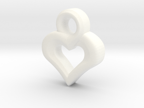Heart Pendant in White Processed Versatile Plastic