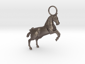 Horse Earring/Pendant in Polished Bronzed Silver Steel