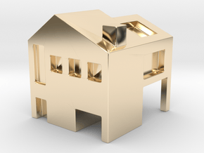 Monopoly house in 14k Gold Plated Brass