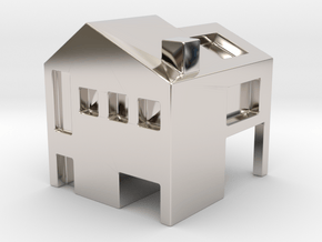 Monopoly house in Rhodium Plated Brass