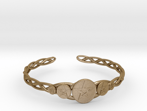 Celtic Knot Pentacle Cuff Bracelet (2.5" diameter) in Polished Gold Steel