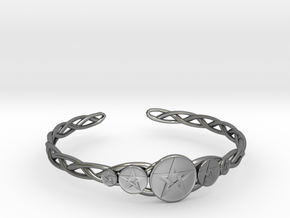 Celtic Knot Pentacle Cuff Bracelet (3.0" diameter) in Fine Detail Polished Silver