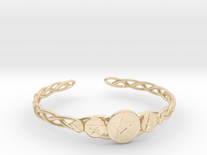 Celtic Knot Pentacle Cuff Bracelet (3.0" diameter) in 14k Gold Plated Brass