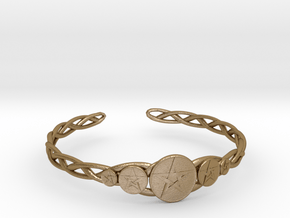 Celtic Knot Pentacle Cuff Bracelet (3.0" diameter) in Polished Gold Steel