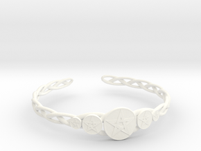 Celtic Knot Pentacle Cuff Bracelet (3.0" diameter) in White Processed Versatile Plastic